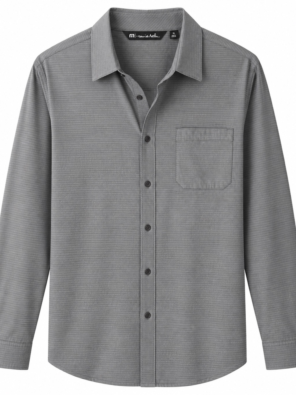 Travis Mathew Men's Gray Textured Long-Sleeve Button-Down Shirt